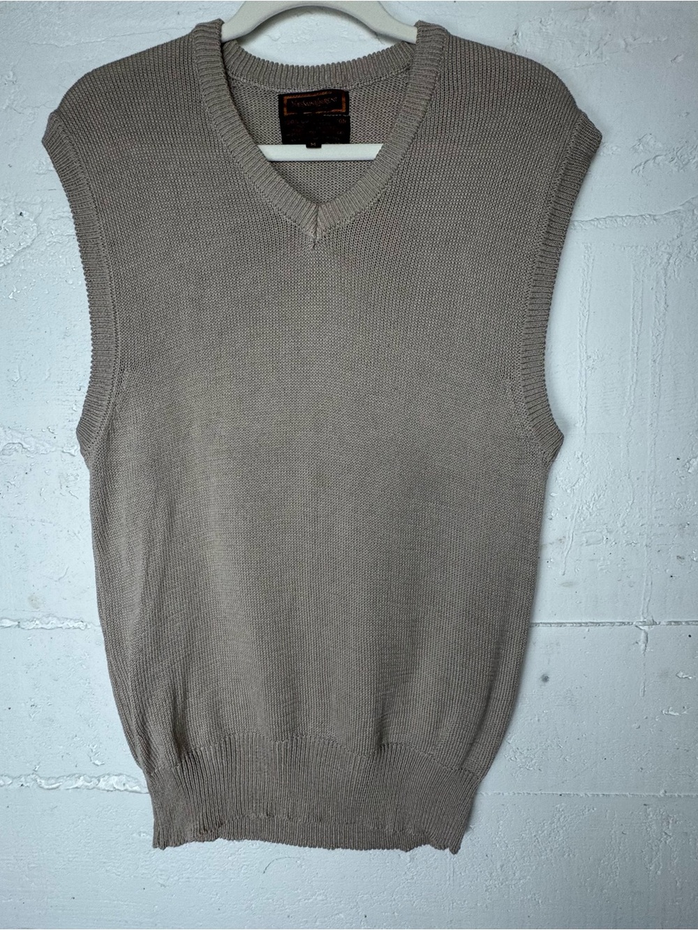 Yves Saint Laurent Vintage‎ Men's Sleeveless V Neck Sweater Vest Cotton Knit M